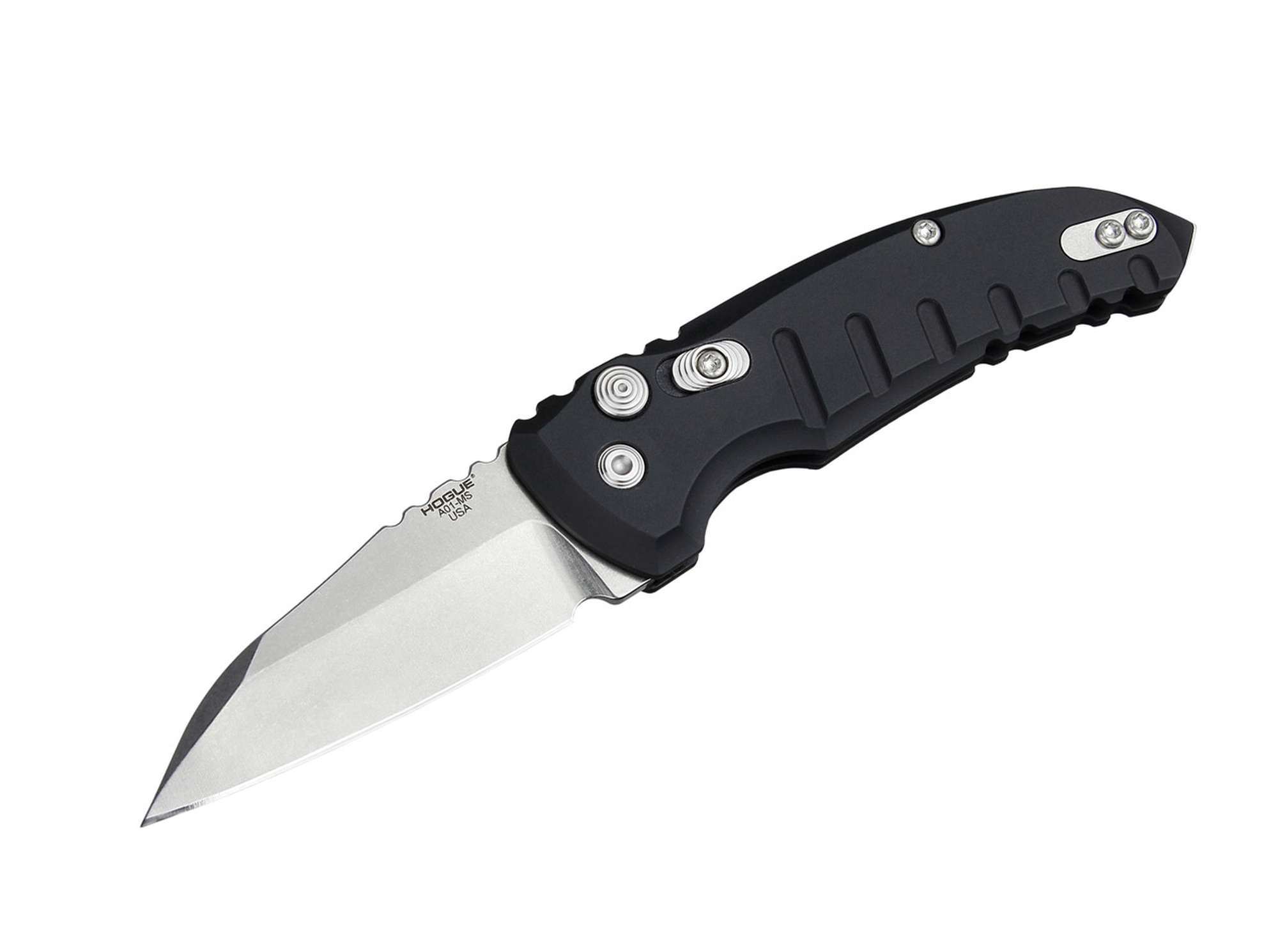 A01 MicroSwitch 2.75&quote; Wharncliffe Tumbled Alumium Black