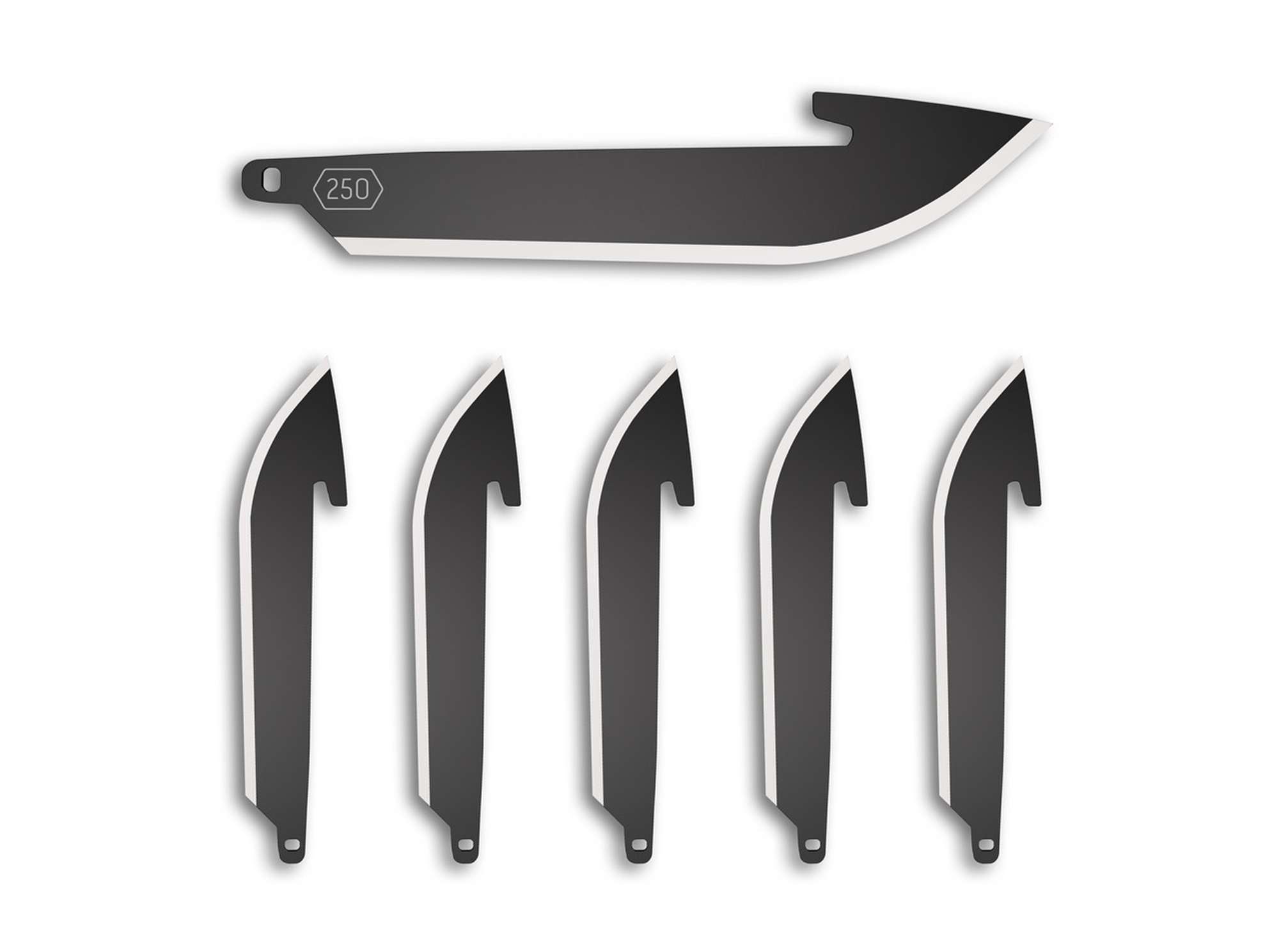 2.5&quote; Drop Point Replacement Blades 6-Pack Black Oxide